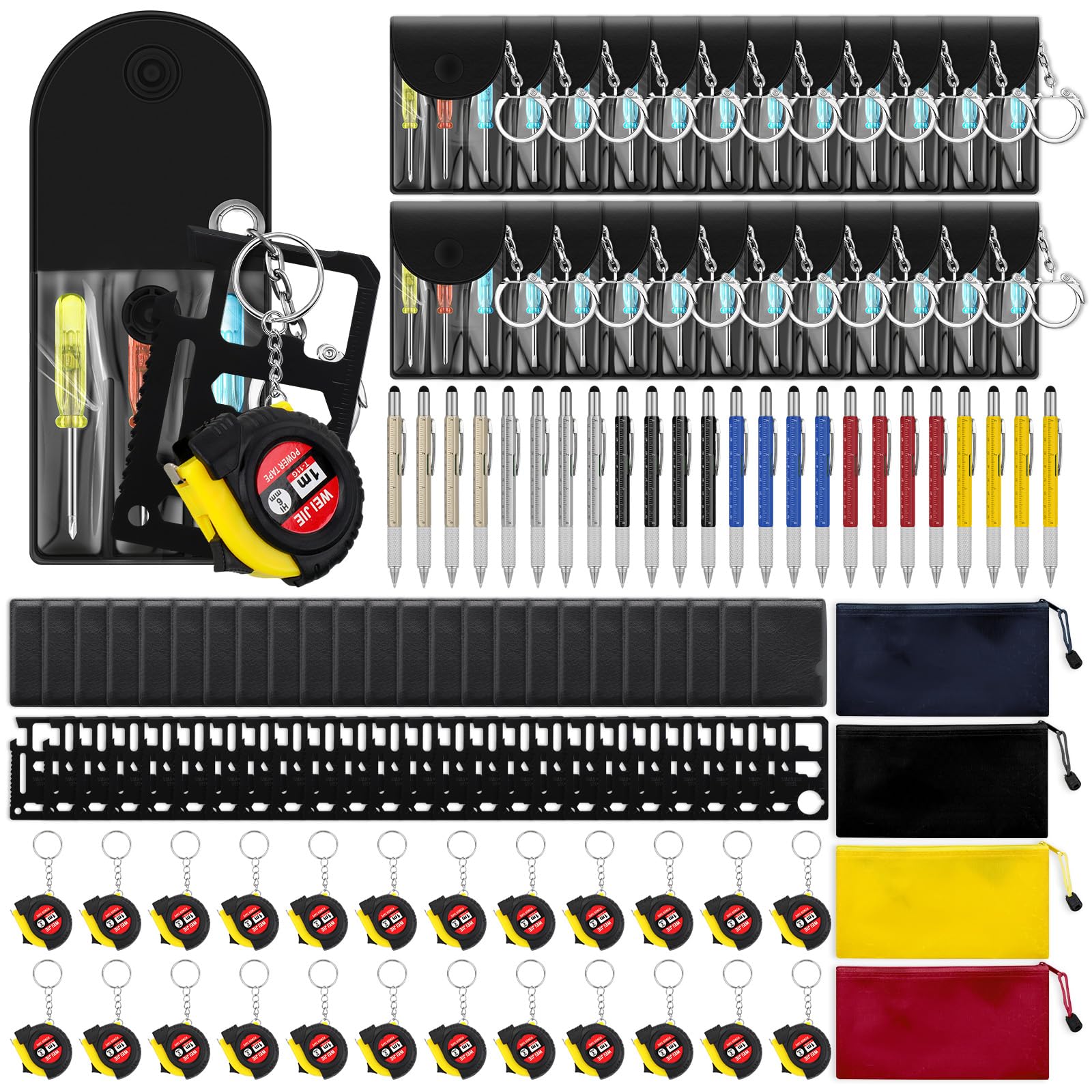 Photo 1 of Lasnten 100 Pcs Mini Tape Screwdriver Keychain Set Bulk Father's Day Men Gifts Multitool Pen Card Tool Bag Pouch Adult Pinata Stuffers for Men Husband Gifts (Multicolor)