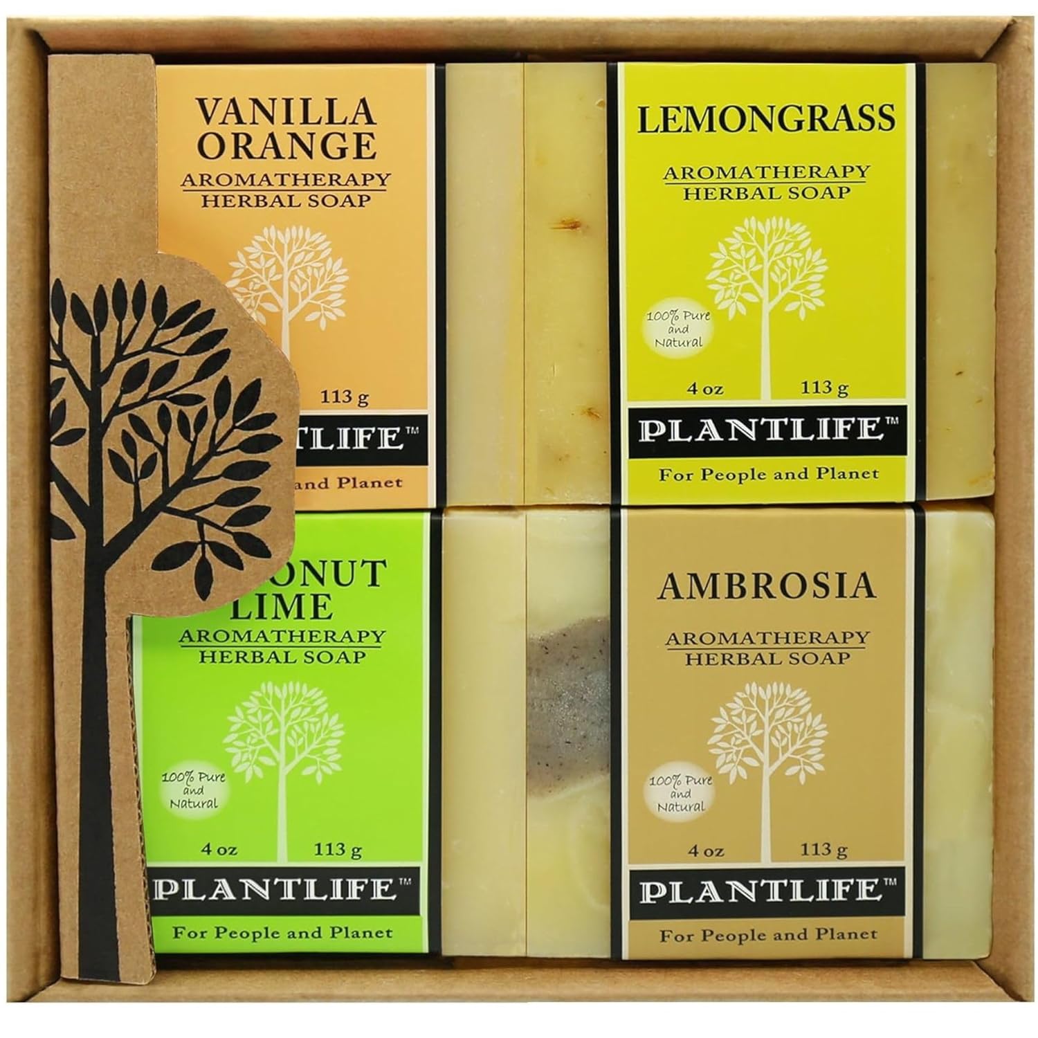 Aromatherapy Herbal Soap Top 4 Pack Soap Combo-Earth Gift Set (Patchouli, Peppermint, Lavender, and Coconut Vanilla)