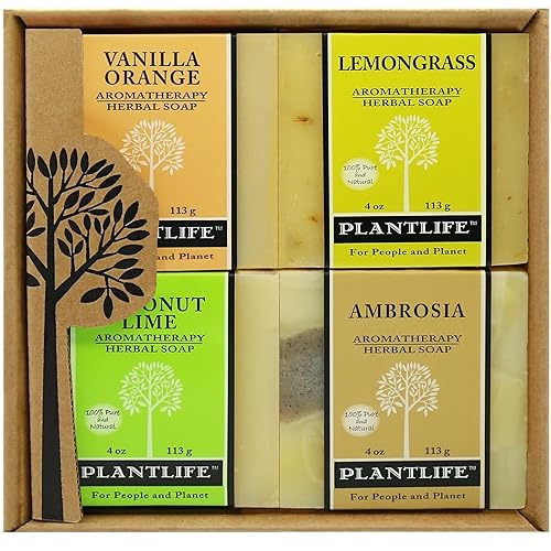 Miniatura 6 de Jabón de hierbas de aromaterapia, paquete de 4 unidades, combo de jabón de tierra (patchoulí, menta, lavanda y vainilla de coco)