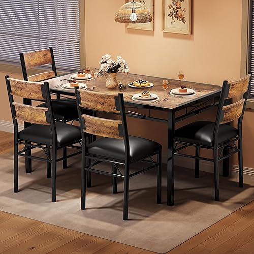 Miniatura 10 de Garvee Juego de 2 mesas de comedor de madera para 2 con sillas tapizadas, juego de 2 sillas de mesa de cocina con protector de esquina, juego