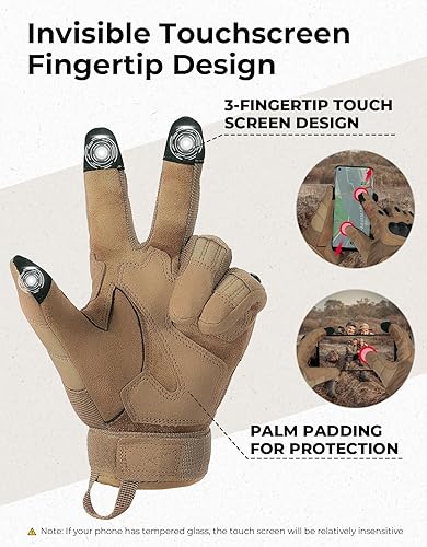Miniatura 3 de KEMIMOTO - Guantes tácticos para hombres, guantes de motocicleta aptos para pantalla táctil con carcasa dura y acolchado de palma para deportes,