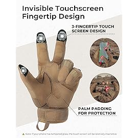 KEMIMOTO Tactical Gloves for Men, Touchscreen Motorcycle Gloves with Hard Shell & Palm Padding for Sports Motorcycle Cycling Tactical Airsoft Paintball Hunting Hiking Camping Climbing (Brown,X-Large)