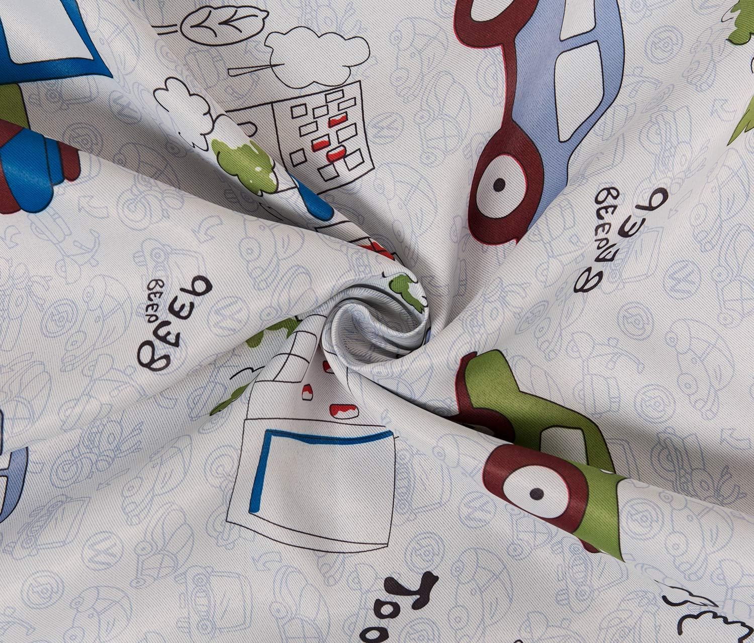 Printed Car Children Curtains - Crushed Window Sheer Curtains 2 Panels 52" W x 96" L for Living Room Bedroom (5296)