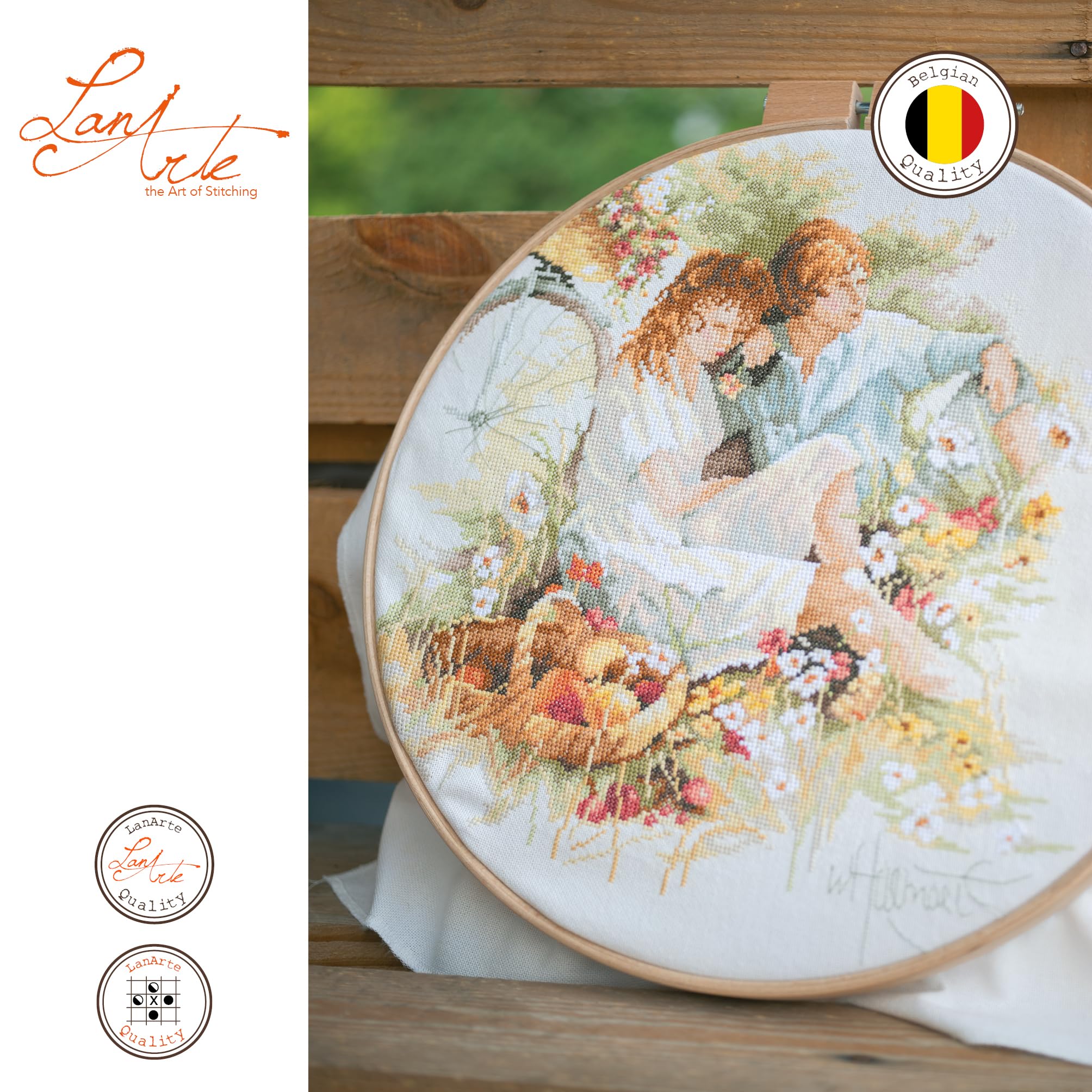 LANARTE Haft Krzyżykowy Liczony Zestaw Obraz do Haftu PIKNIK Zrób to Sam Zestaw Kreatywny dla Dorosłych Rękodzieło Artystyczne 37 x 37 cm Dekoracja Ścienna DIY Cross Stitch Kit
