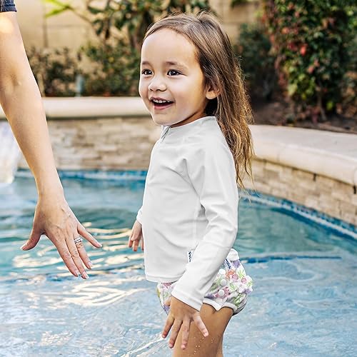 Miniatura 2 de green sprouts Pañal de natación con volantes ecológicos para bebé, diseño floral de tortuga blanca, 18 meses