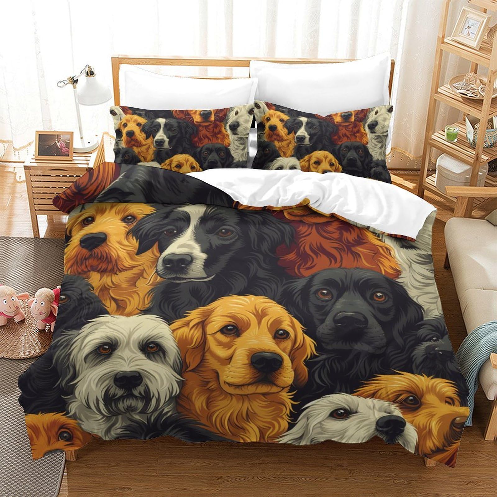 Housse de couette douce Golden Retriever pour chambre de garçons et adultes