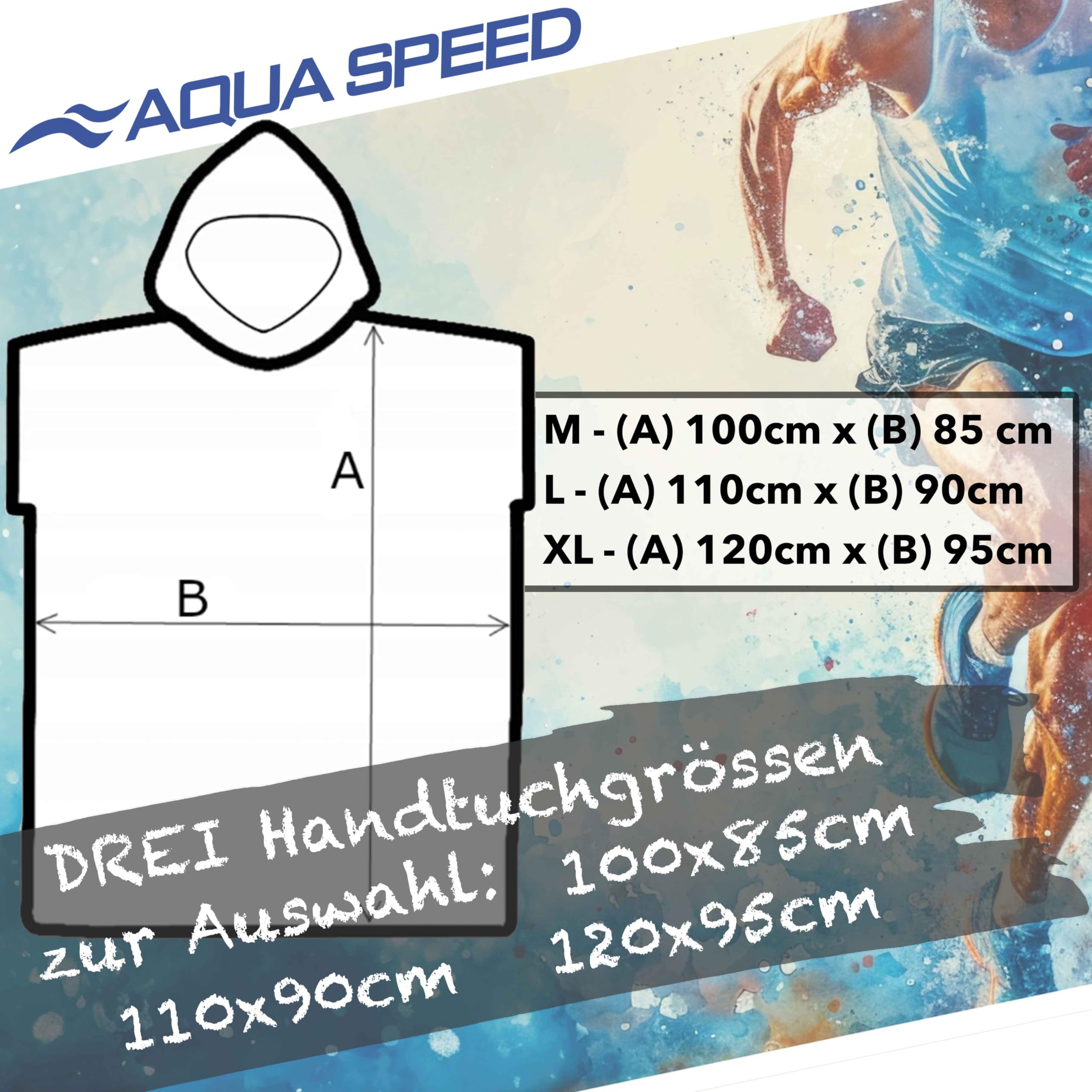 Aqua Speed Mikrofaser Poncho Handtuch mit Kapuze - Vielseitig, Schnelltrocknend & Komfortabel für Strand und Sport