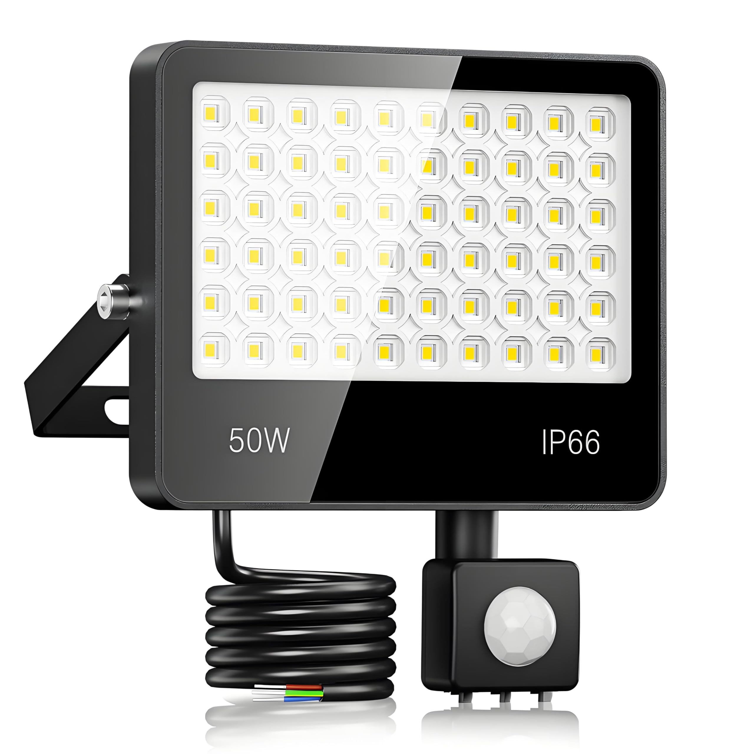 LAMLAMCK LED Strahler mit Bewegungsmelder Außen 50W - 5000LM 6500K Kaltweiß LED Scheinwerfer mit Bewegungsmelder, IP66 Wasserdichte Fluter Außen für Höfe, Gärten, Gehwege, Garage