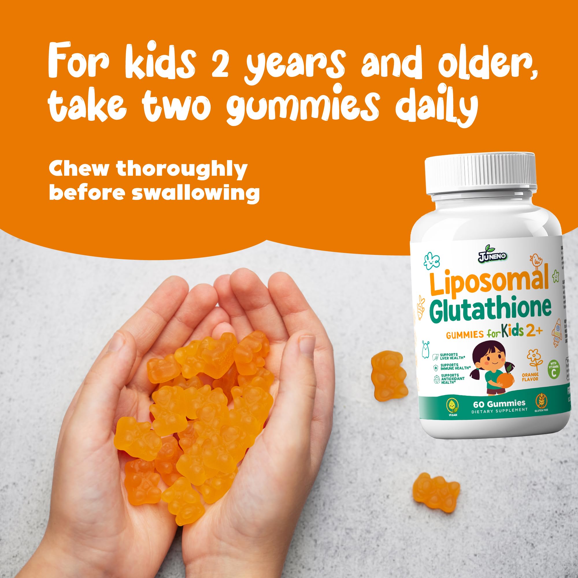 Amazon.com: Juneno Liposomal Glutathione Gummies for Kids - Vitamin C  Supplement for Healthy Immune Support Antioxidants & Detox