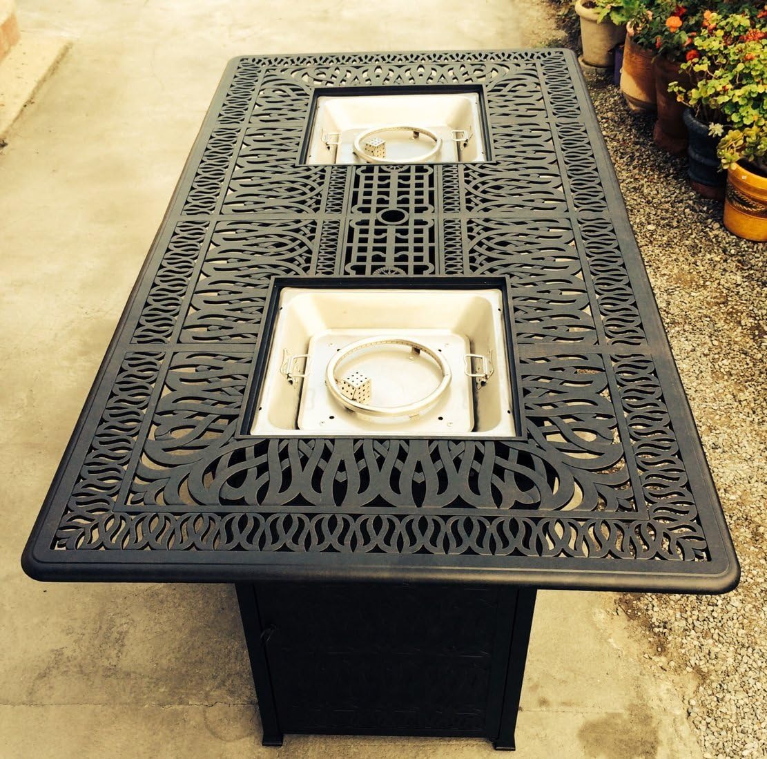 theWorldofpatio Elizabeth 44"x84" Cast Aluminum Powder Coated Double Burner Bar Table - Antique Bronze