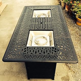 Sponsored Ad - theWorldofpatio Elizabeth 44"x84" Cast Aluminum Powder Coated Double Burner Bar Table - Antique Bronze