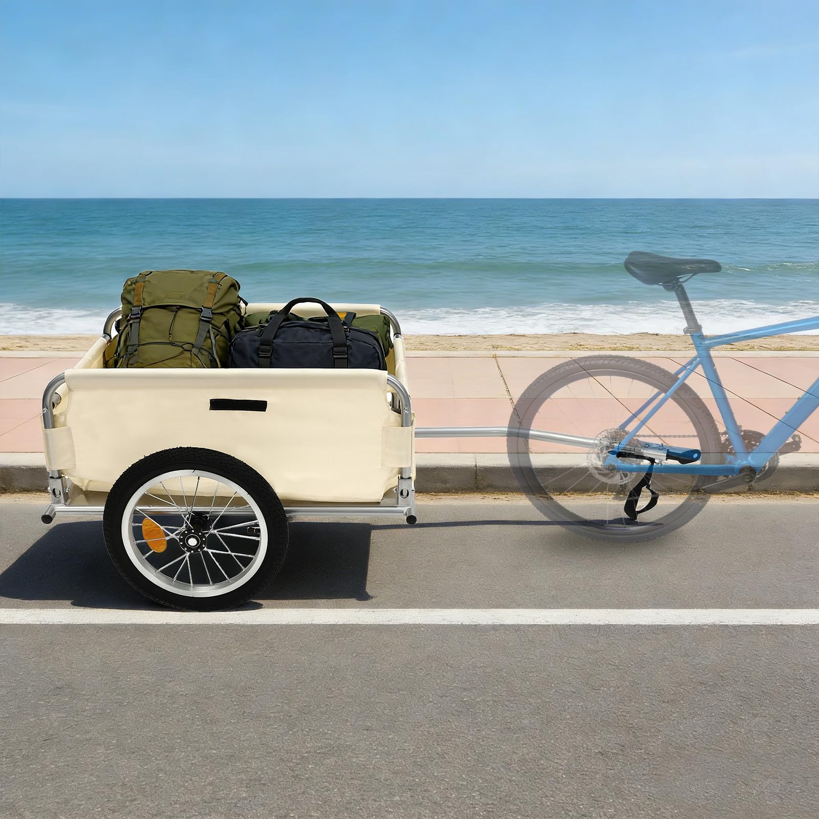 Fahrradanhänger Lastenanhänger Fahrrad Zusammenklappbares Design Cargo Bike Anhänger mit 52 * 69 * 27cm Aufbewahrungsbox, Deckel, Fahrradanhänger Lastenanhänger für Spielzeug, Campingausrüstung