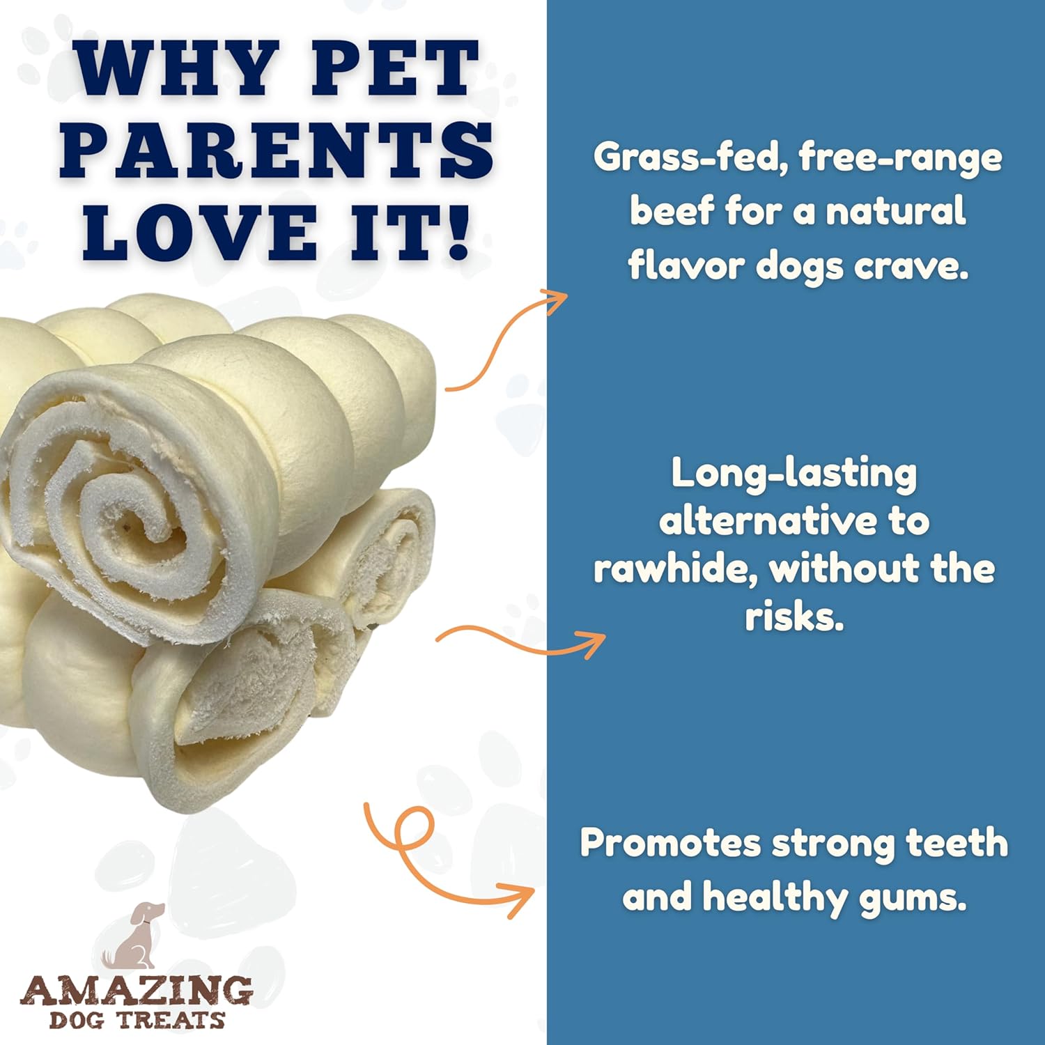 Amazing Dog Treats - Beef Cheek Rolls (Mega Thick 5-6" - 8 Pcs) - Safe Rawhide Alternative Dog Chew - Great for Power Chewers - Long Lasting Dog Chew - Retriever Rolls for Dogs