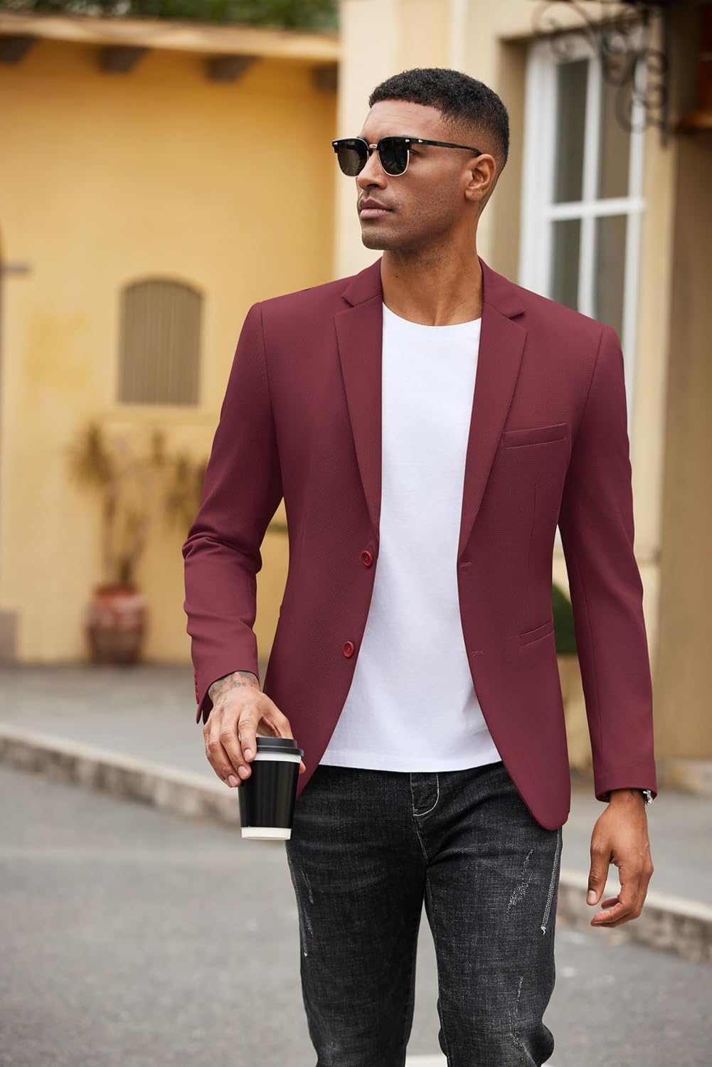 COOFANDY Men's Casual Blazer Slim Fit Suit Jackets Two Button Lightweight Knit Sport Coat - Image 4