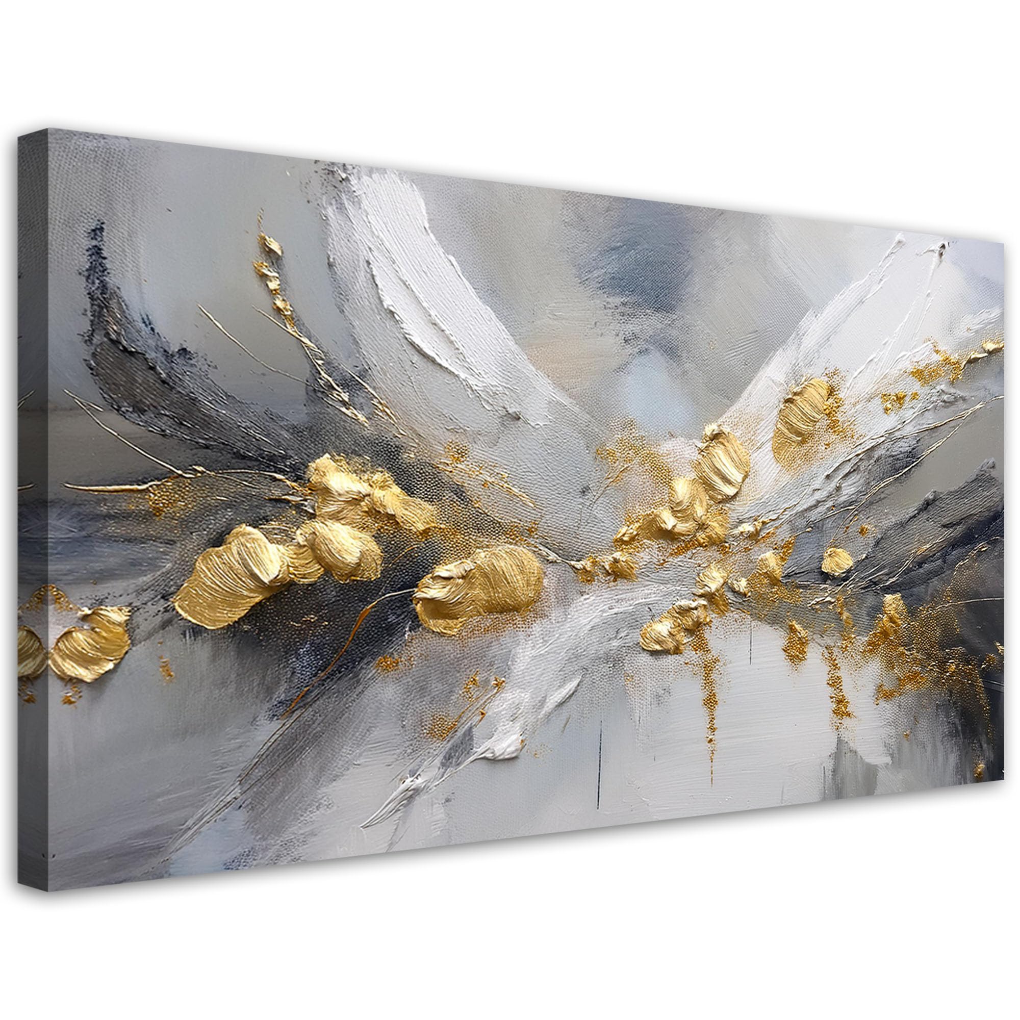 Feeby Leinwand Bilder - Bild Wohnzimmer - Gold Glamour Abstraktion - 120x60 1tlg - Deko Schlafzimmer Groß - Dekoration Canvas - Gemälde - Modern Wandbilder - Kunstdruck