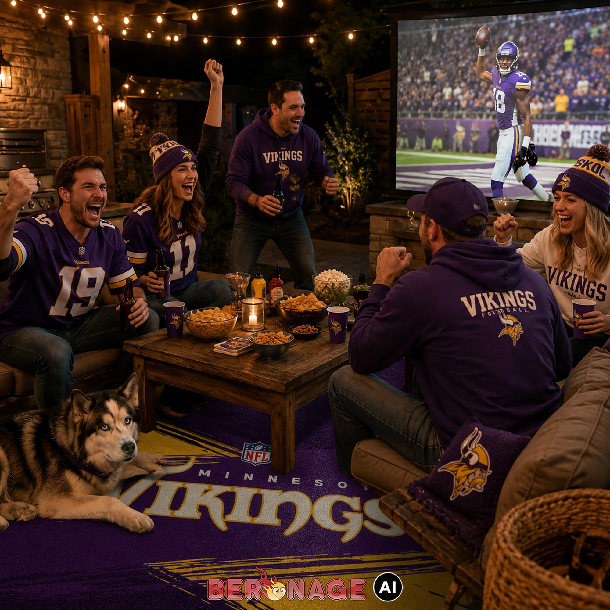 BERONAGE Minnesota Vikings dywan piłkarski NFL 100 x 130 cm - Skol Nation