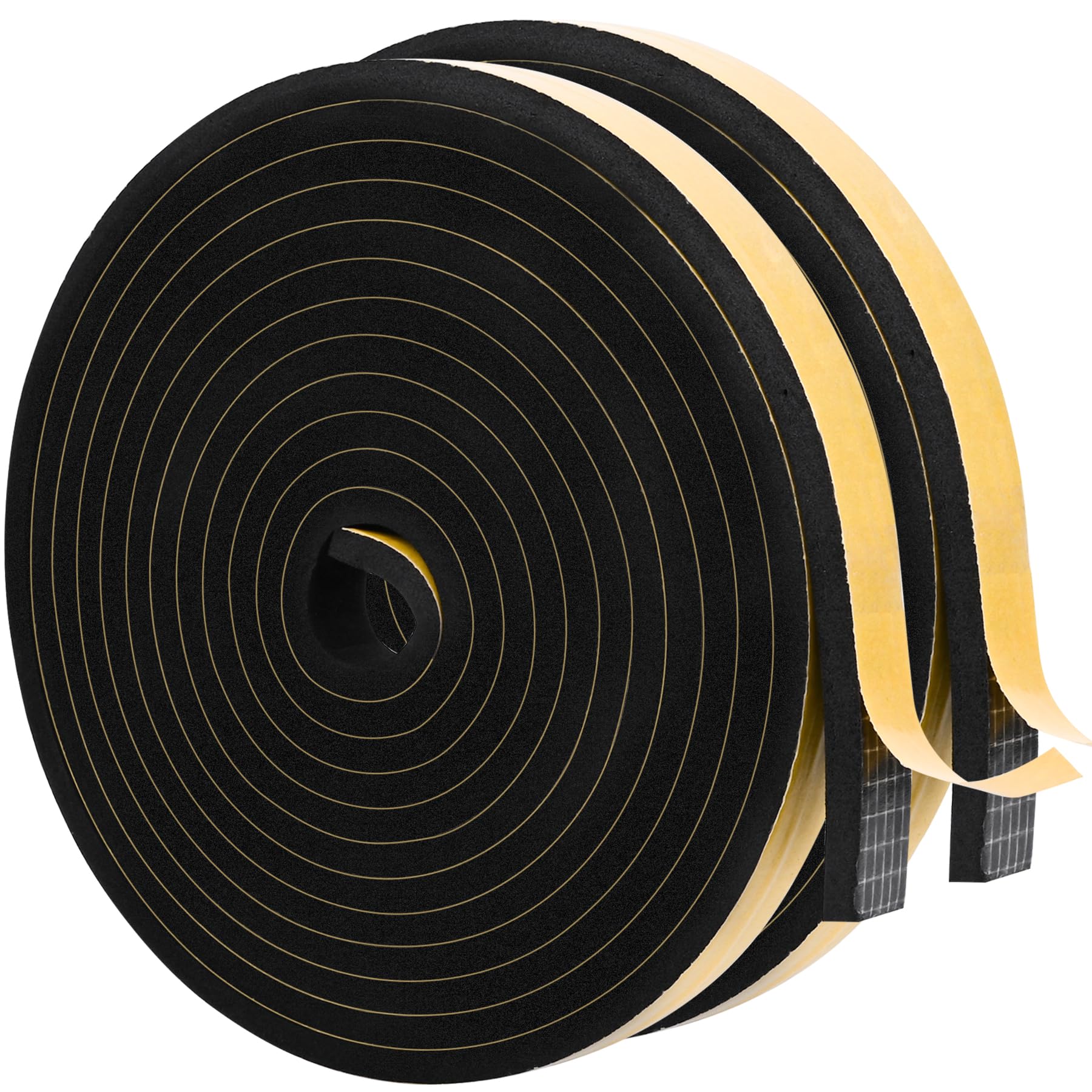 ToLanbbt Black Door Window Weather Stripping Self Adhesive Foam Tape High Density Foam Sealing Strip Window Insulation Weatherproof Gasket Tape 1/2"