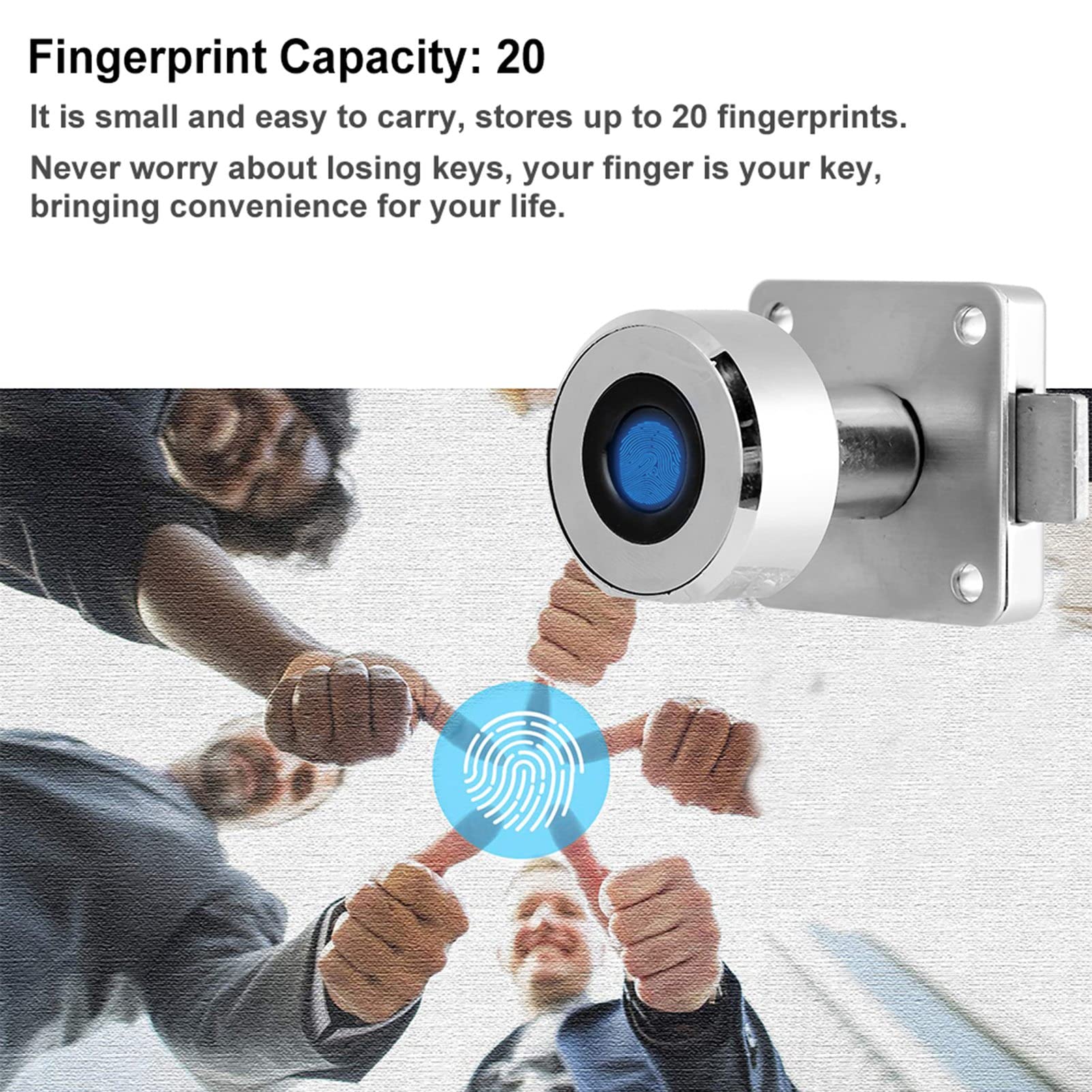 Smart Fingerabdruck Schloss Diebstahlsicherung Schlüsselloses Schloss 20 Fingerabdruck USB Aufladen, Schrankschlösser für Kleiderschrank Schublade für Zuhause und Büro