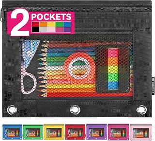 Forvencer Pencil Pouch for 3 Ring Binder, Clear Zipper Pencil Pouch Bag | Pencil Case Bag, Pen Organizer for Girls Boys Kids, School Supplies, Back to College Stationery, Black