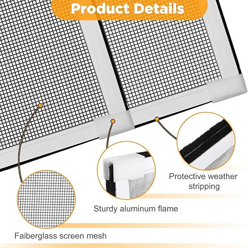 Miniatura 3 de Treela Pantalla de ventana ajustable expandible (20 pulgadas de alto x 28 a 54 pulgadas de ancho), pantalla horizontal grande, inserto de mosquitero