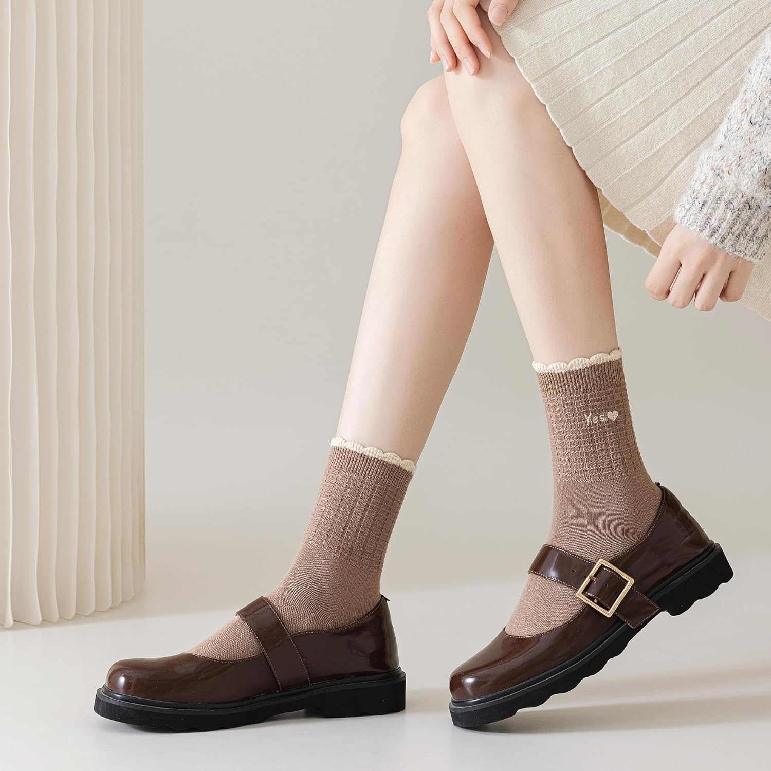 Mcool Mary Womens Socks, Ruffle Turn-Cuff Casual Ankle Breathable Cool Knit Cotton Lettuce Crew Frilly Sock 6 Pack - Image 4