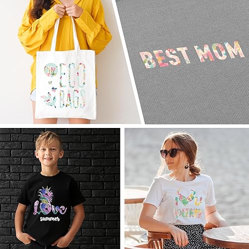 Miniatura 2 de Vinilo de transferencia de calor con estampado floral, 6 hojas de 12 x 10 pulgadas, vinilo HTV con patrón floral para planchar en camisetas