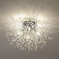 Vista 10 de TANLUX Lámpara de techo negra de montaje empotrado con fuegos artificiales, modernas luces de techo Sputnik de cristal, 6 luces cerca del techo