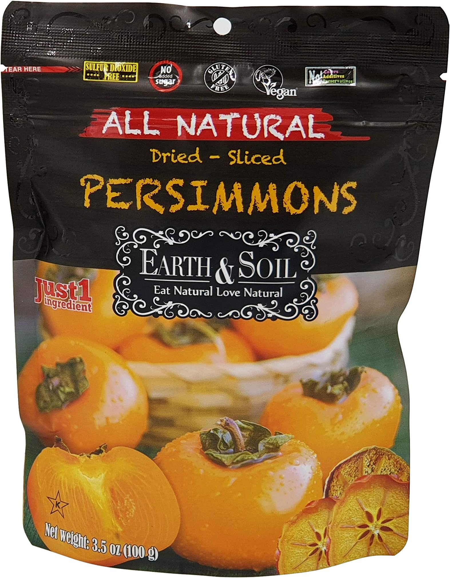 100% Natural Persimmon Dried Fruit, Antioxidant ,No Additivies, No Added Sugar, Gluten Free, Vegan
