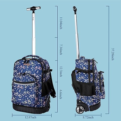 Miniatura 2 de seastig Mochila con ruedas de 18 pulgadas con bolsa de almuerzo y estuche para lápices, mochila con ruedas, mochila para laptop, adultos y niños,