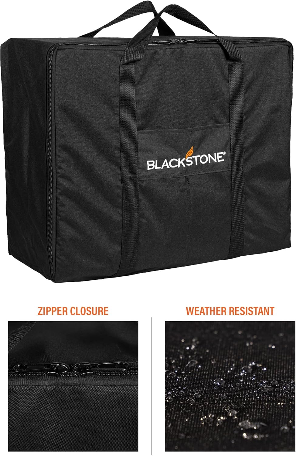 BLACKSTONE 1723 22” Tabletop Griddle Carry Bag, Heavy Duty, Weather Resistant, Griddle Cover, Black. Fits Griddles Without Hoods or Hard Covers.