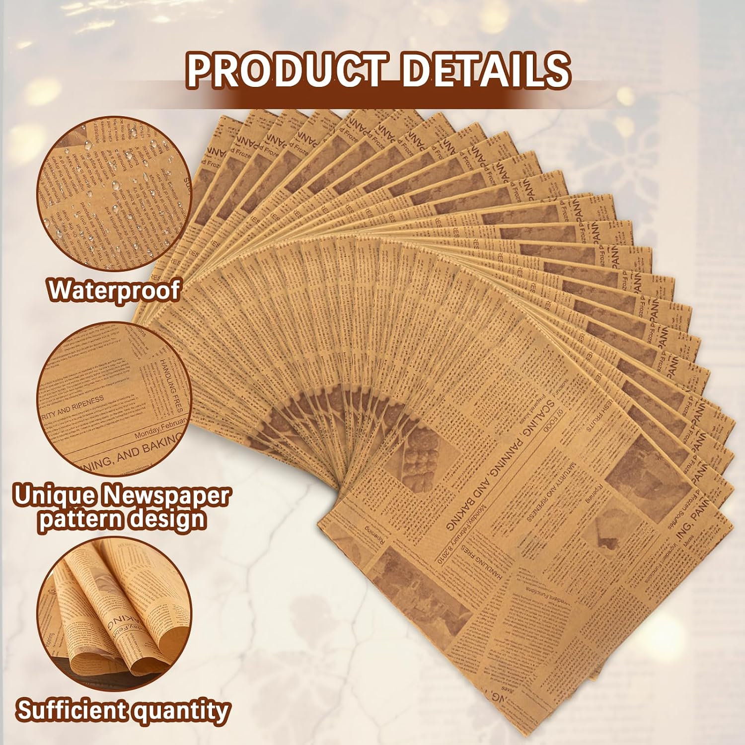 500 Pcs 12 x 12 Inch Deli Wax Paper Sheets Grease Resistant Tray Basket Liners Newsprint Paper Water and Grease Proof Sandwich Wrapping Papers Square Hot Dog Wrappers for Food Baking