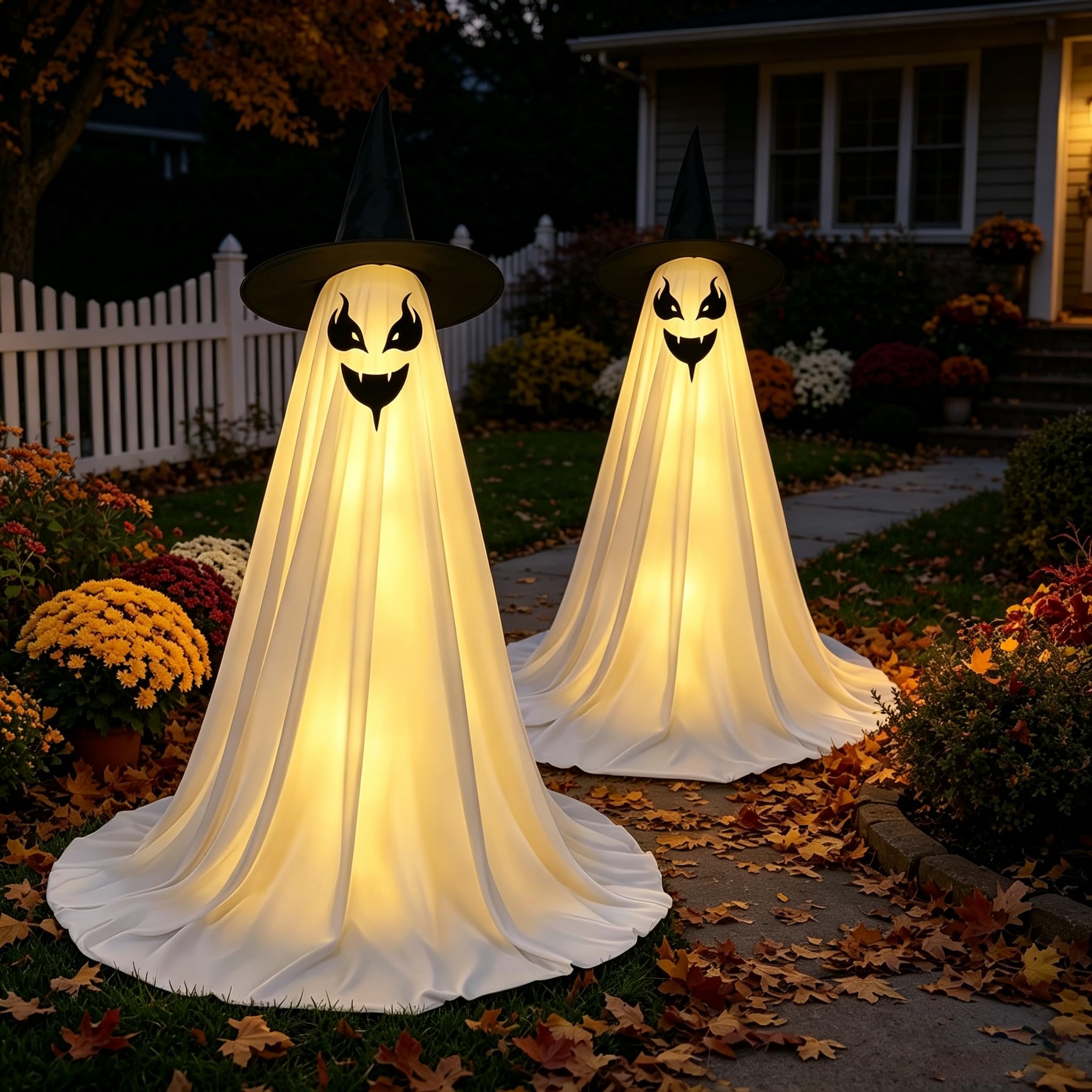 Lot de 2 géants fantômes debout pour Halloween (A 1,2 m)