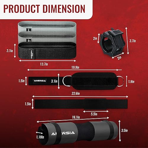 Miniatura 2 de Juego esencial de gimnasio 10 en 1 almohadilla de barra para empuje de cadera, correa de tobillo para máquina de cable, bandas de resistencia, clip