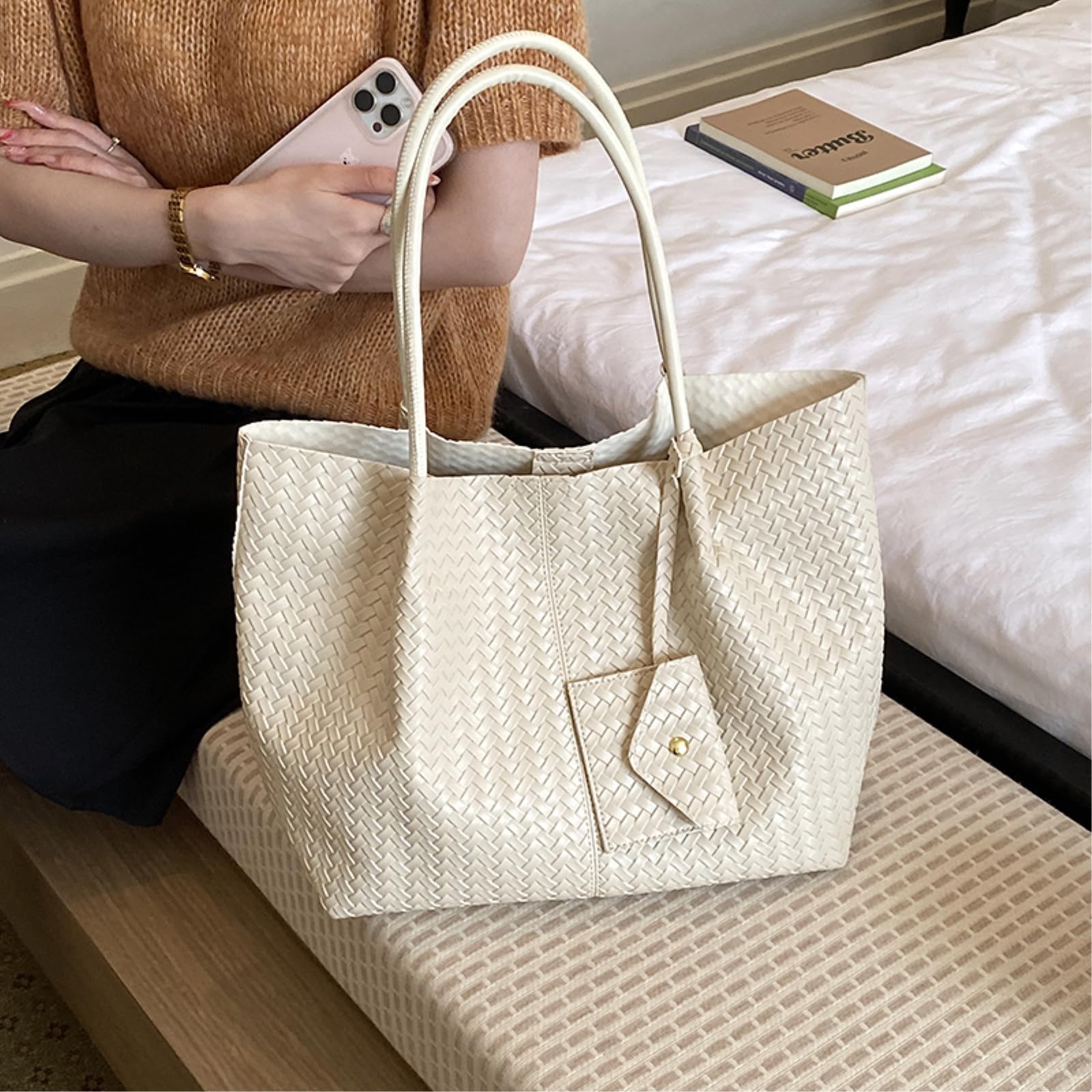 Borsa Tracolla Borse Donne Pu Cuoio Tote di Grande capacità Single-Spalla della Donna da Lavoro-Coffee