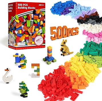 Lekebaby Classic 500 Pieces Building Bricks Kit Basic Brick Set for Kids Creative Play, Compatible with All Major Brands,Educational Toy for Boys Girls 6 Years Old and Up