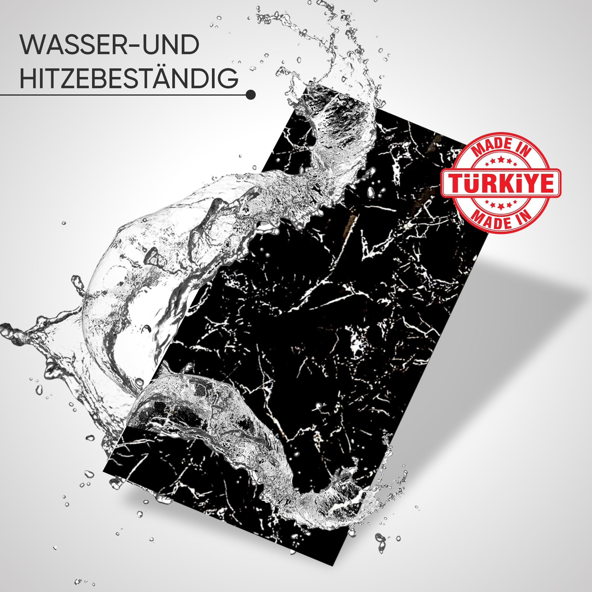 PVC Wandpaneele in Marmoroptik | 60x120 cm | 2 Stück | PVC Wandverkleidung aus Kunststoffplatten für Küche, Bad & mehr | Küchenrückwand Platte Wandpaneel (2, Schwarz Weiß)