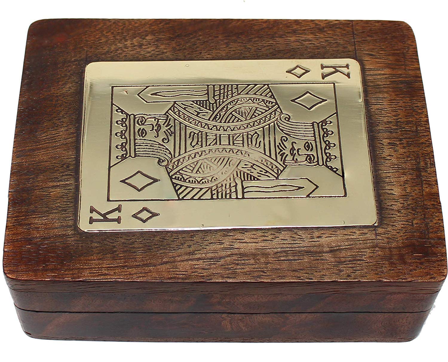 Wooden Playing Card Holder Case for 1 Deck of Card (Brown) - 4.2 x 3 x 1.5 Without Cards for Diwali-image-45