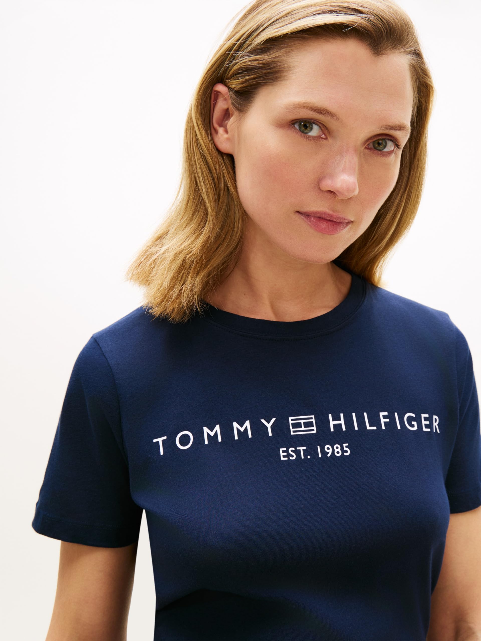 Tommy Hilfiger Camiseta de Manga Corta para Mujer Cuello Redondo