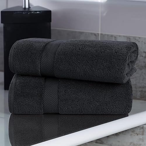 Miniatura 2 de SUPERIOR Zero Twist - Juego de toallas de baño 100% de algodón, supersuaves, esponjosas y absorbentes, de calidad prémium, para baño, color negro
