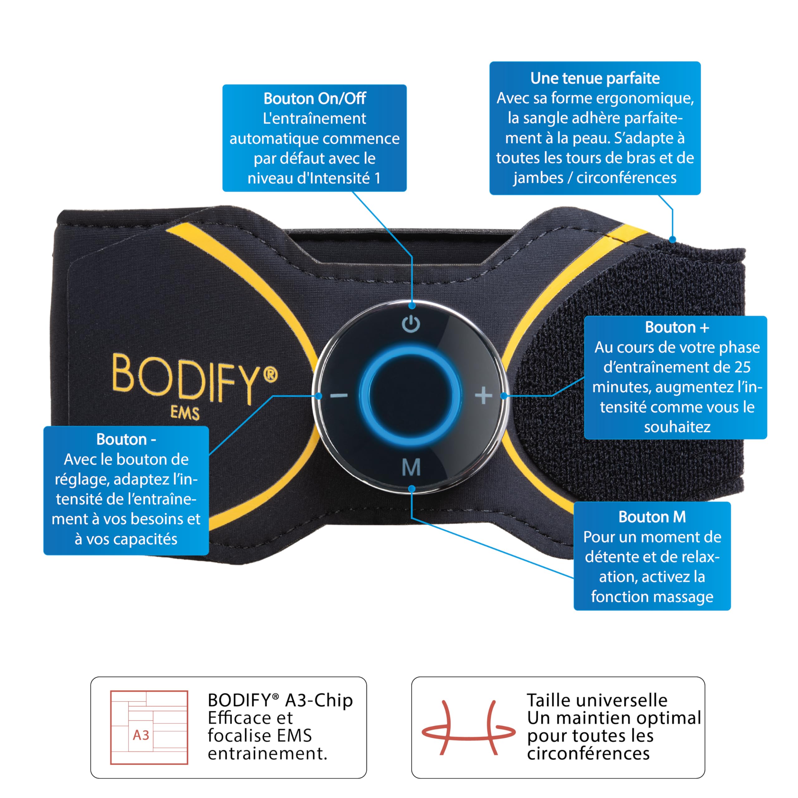 Bodify® 2-in-1 EMS Arm & Leg Trainer Pro – Activation ciblée des Bras et des Jambes ! – Activation Musculaire – Entraînement EMS – Entraînement Bras et Jambes – pour Hommes et Femmes L'ORIGINAL