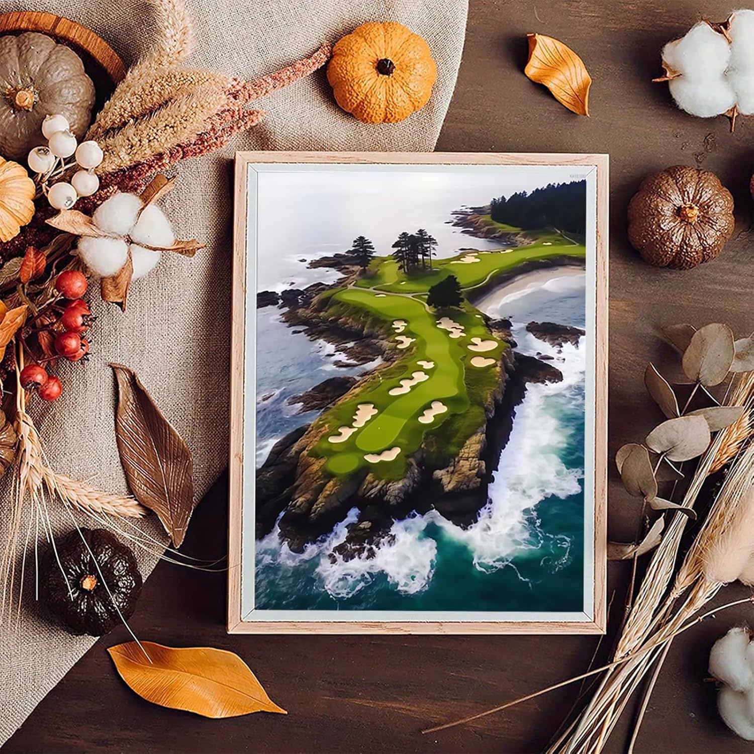 KAYEIUU 5D Golf Diamond Painting Kits for Adults Beginner, Beach Golf Course DIY Diamond Art for Home Wall Decor Gifts, Full Drill Round Gem Art 12x16 inch