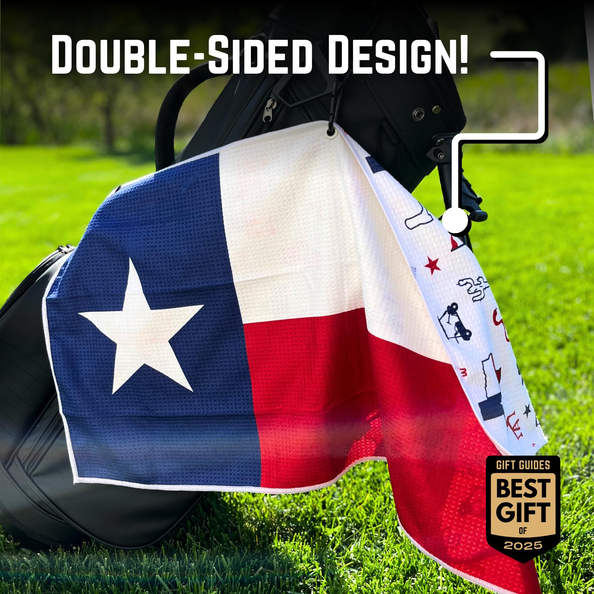 Pin Hunters - Toalla de golf | Toalla de microfibra premium con mosquetón | California, Las Vegas, Minnesota, Estados Unidos | 31 x 15.5 pulgadas (Texas)