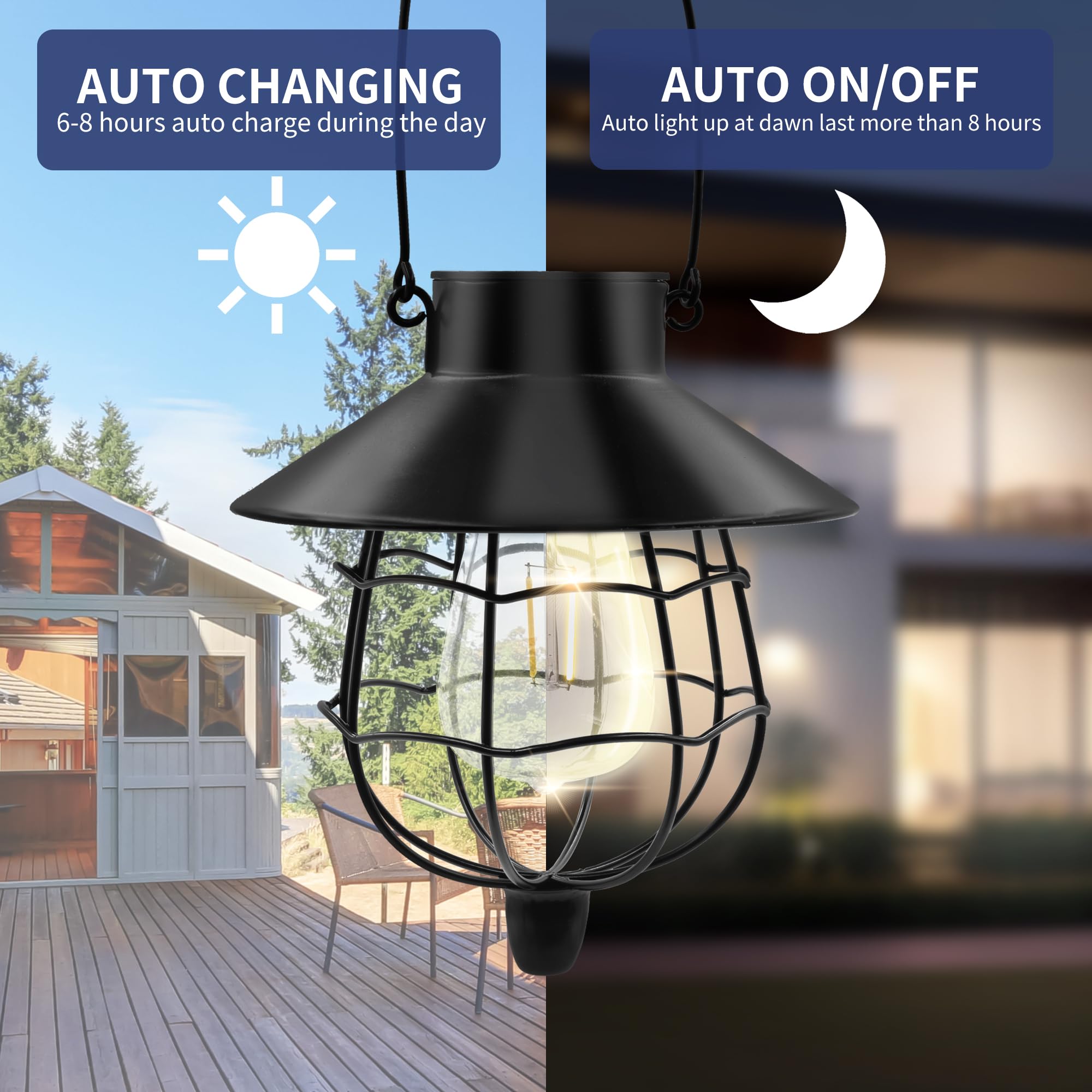 Hanging Solar Lanterns In Outdoor Solar Lighting | White - View #2