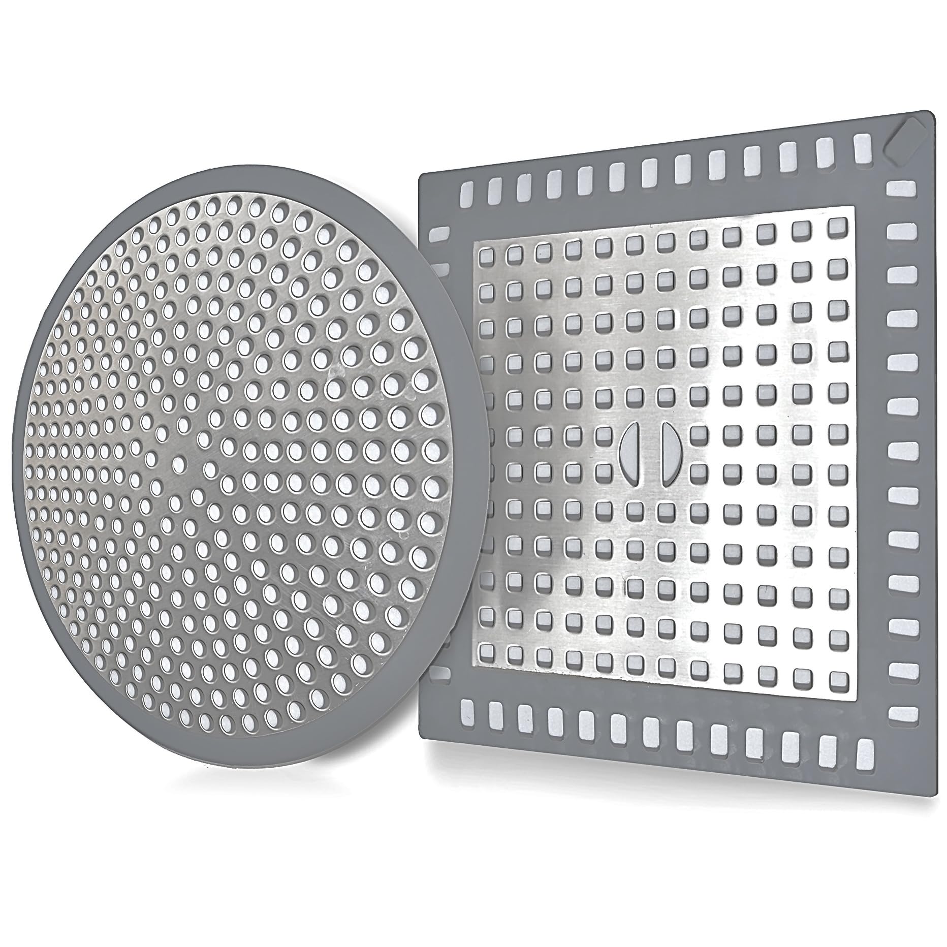 Cynn Select Shower Drain Hair Catcher,2PCS,4.72'',Flat Drain Hair Catcher,Shower Drain Cover/Filter, Bathroom/Kitchen Sink Drain Strainer,Stainless Steel and TPE
