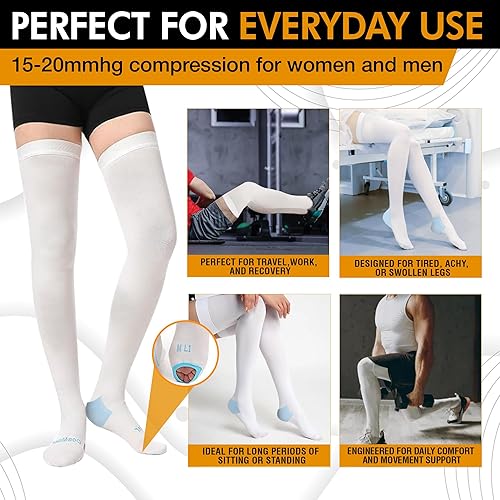 Miniatura 2 de Doc Miller TED Hose Medias altas hasta la rodilla Anti Embolismo para Mujeres y Hombres, Medias Quirúrgicas Estilo Hospital, Medias de Compresión
