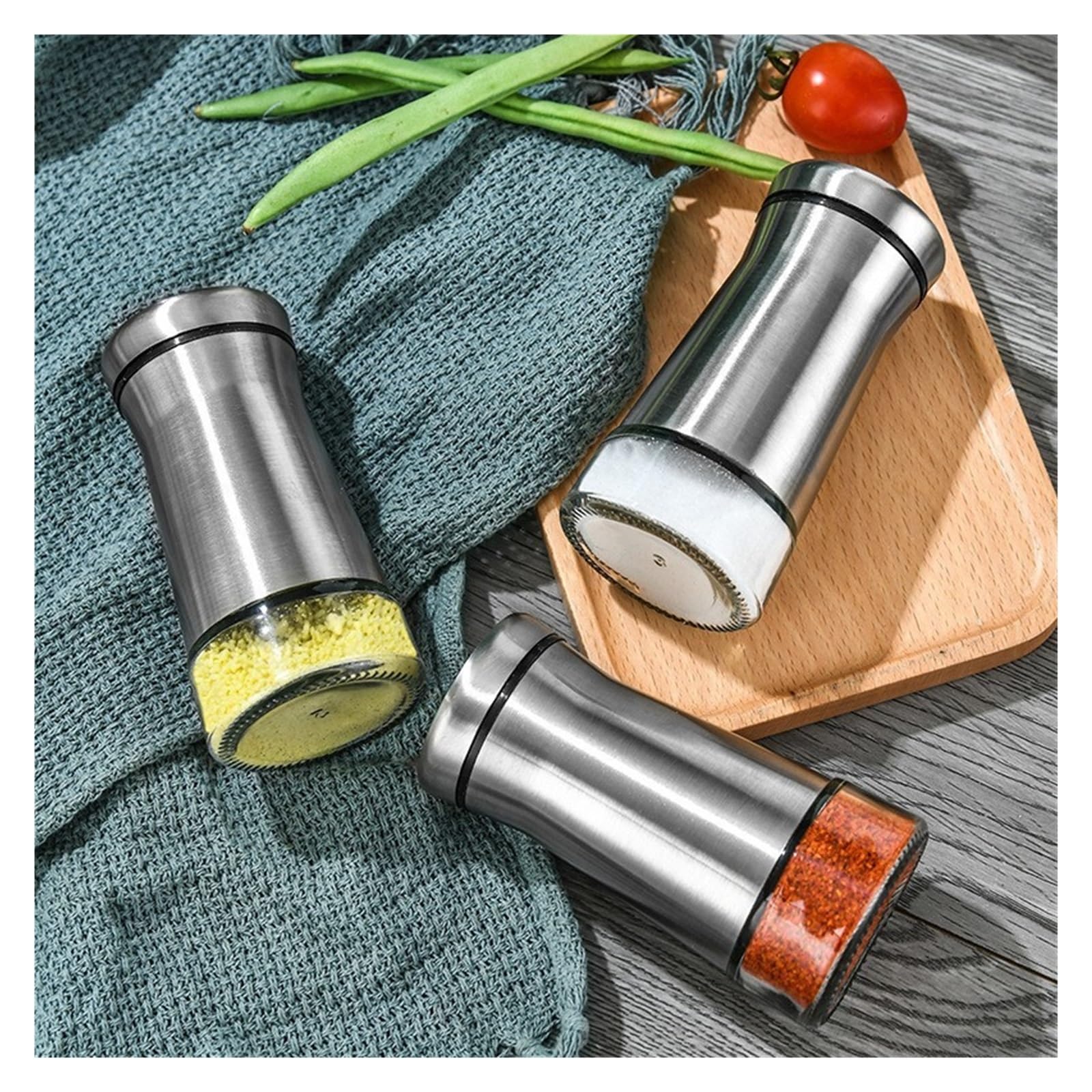 2pcs Stainless Steel Seasoning Bottles Pour Sucre