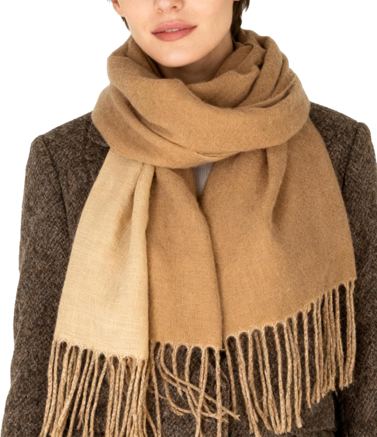 Mealah Women Two-Tone Reversible Shawl Scarf - Fashion Winter-Soft Feel-Tassel Warm Long Scarves Cold Weather Wraps