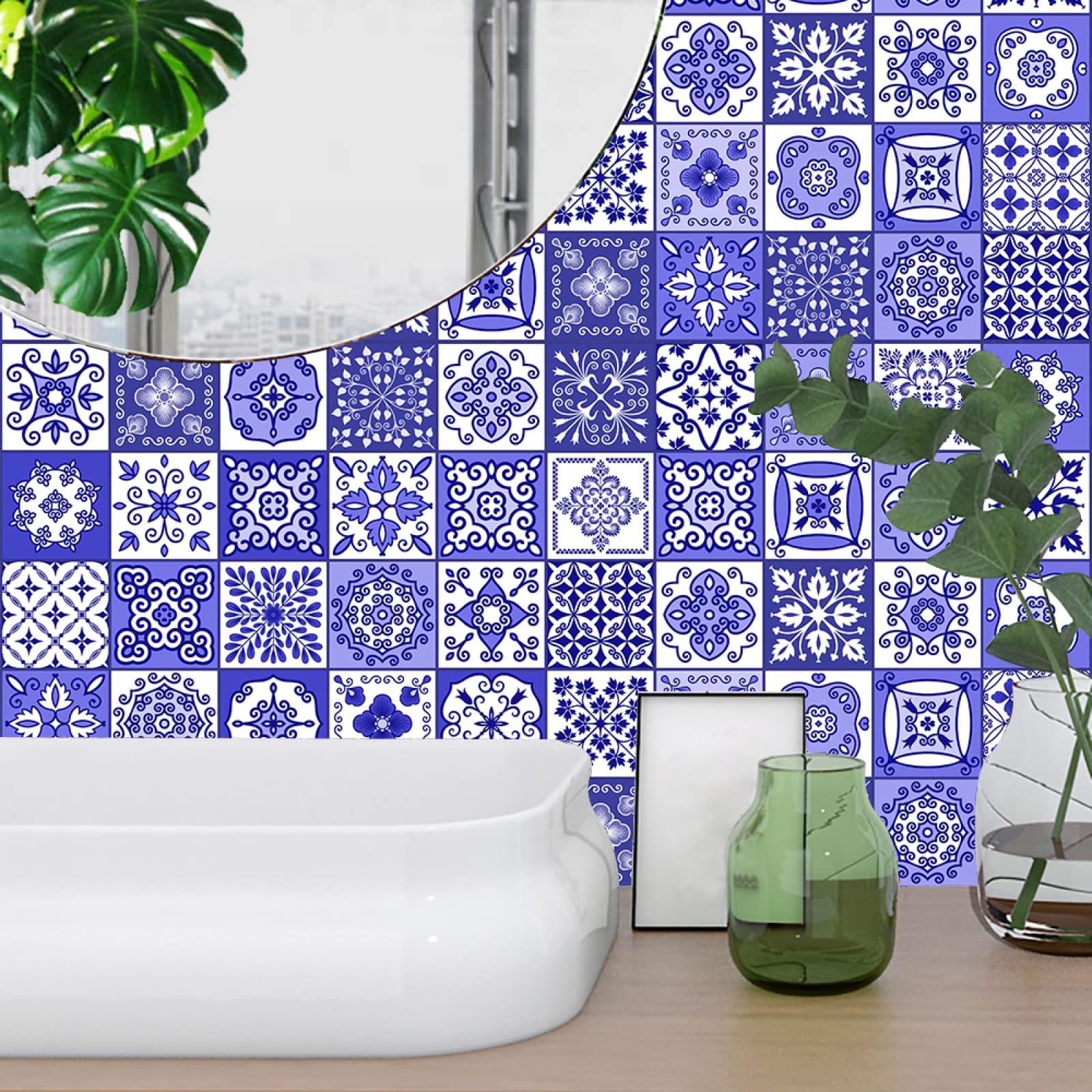 LMYSXAOZ Kitchen Tile Stickers 20x10cm Navy Stick on Tiles for Bathroom Wall Backsplash Self-Adhesive Vinyl Home Decoration （1 Pieces）