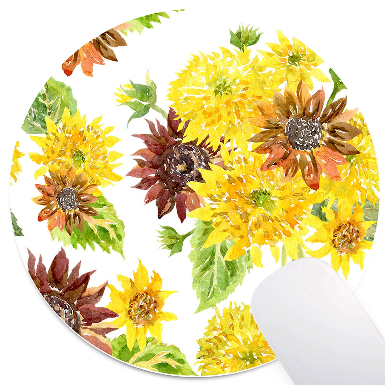 Floral Sunflower Customized Mouse Pad,Office Mouse Pad with White Background,Pretty Girly Mouse Pad,Gift for Her…