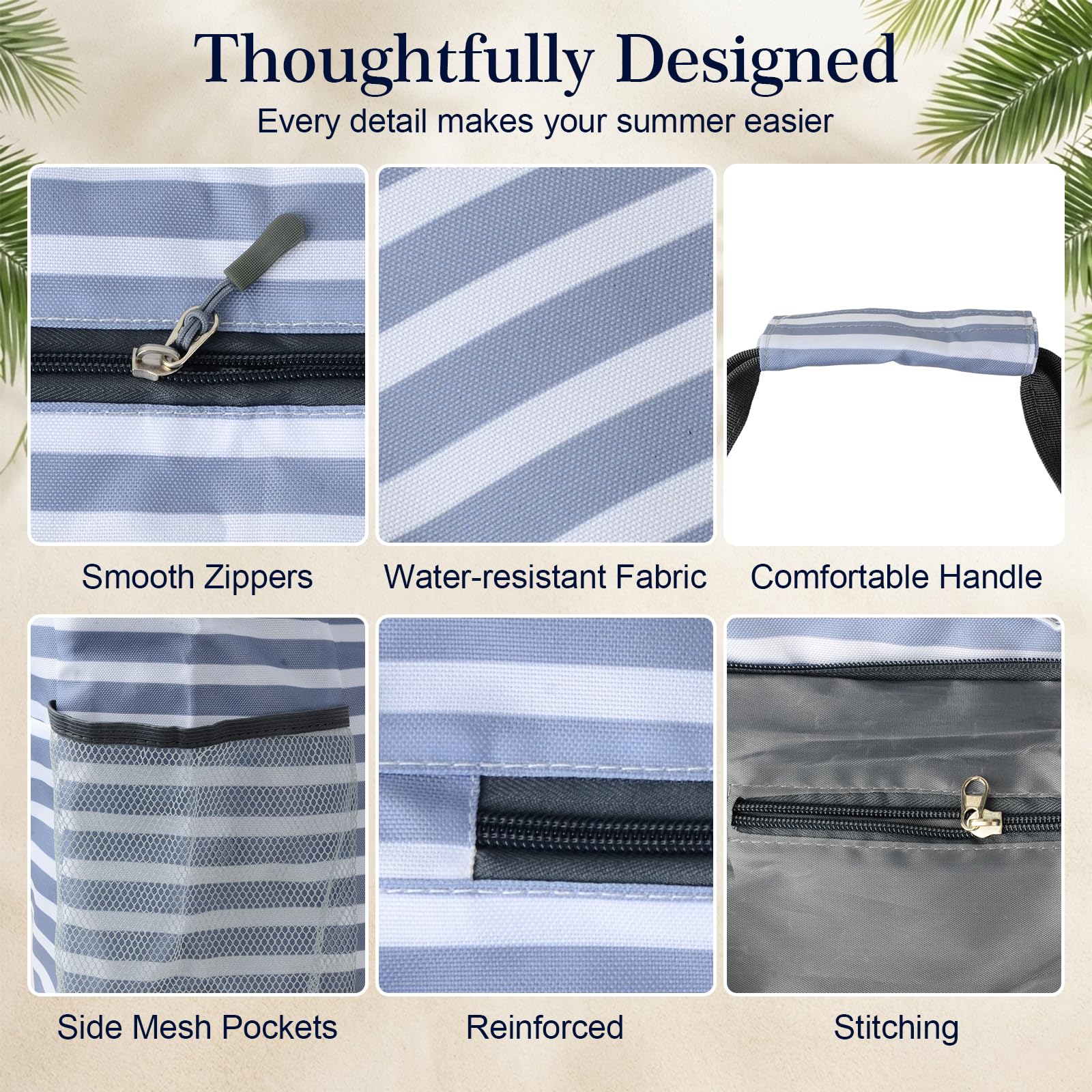 Borsa Mare Grande XXL Famiglia, Borsa Spiaggia Donna Impermeabile con Chiusura a Zip e Tasche, Borsa Mare in Tela Resistente con Pochette, Ideale per Piscine, Vacanze e Viaggio